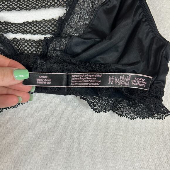 Victoria's Secret Bralette Bra Womens Small Black Sheer Lace Unlined Wireless - Picture 4 of 9